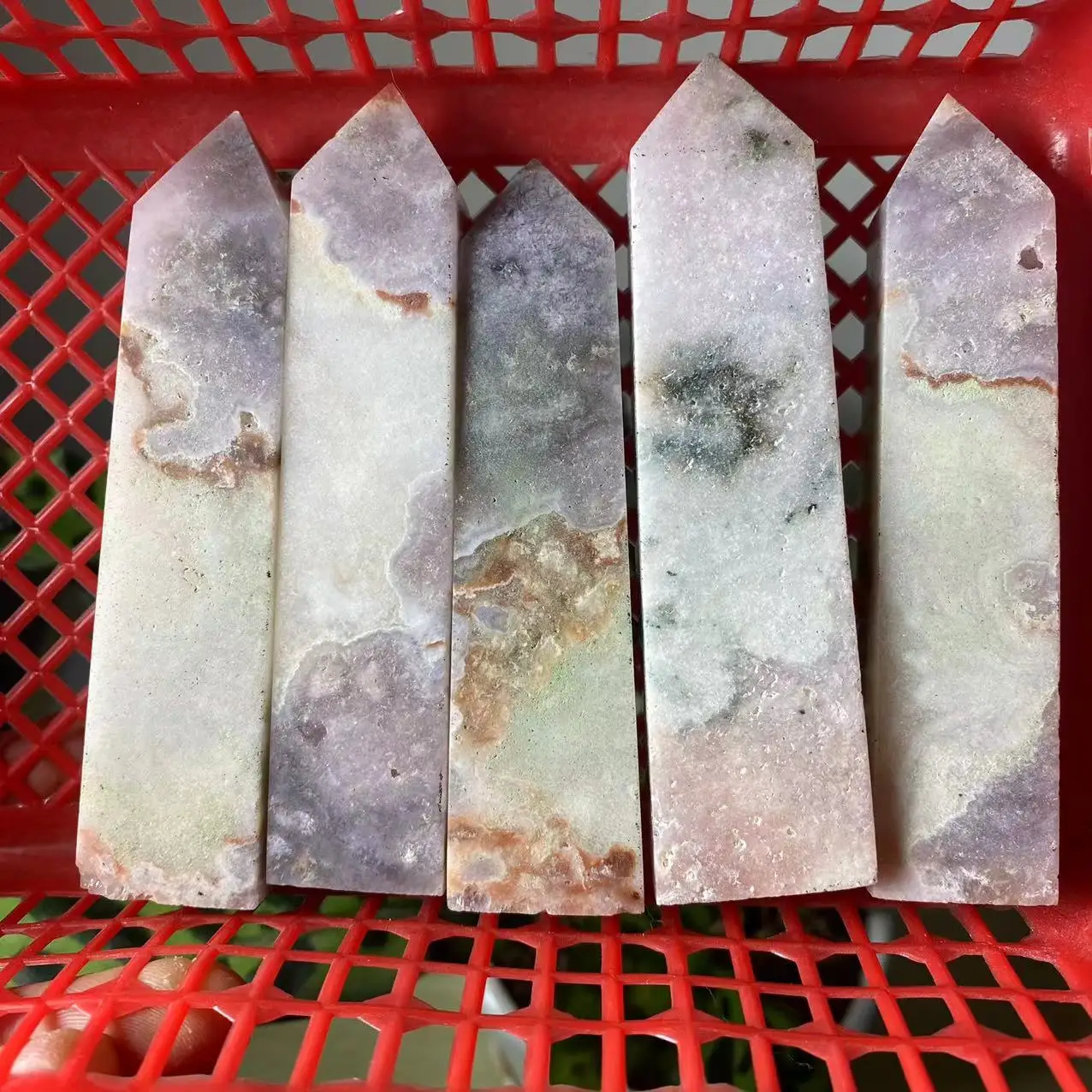 

Beautiful Purple Pink Crystal Towers With Natural Crystal Reiki Healing Points