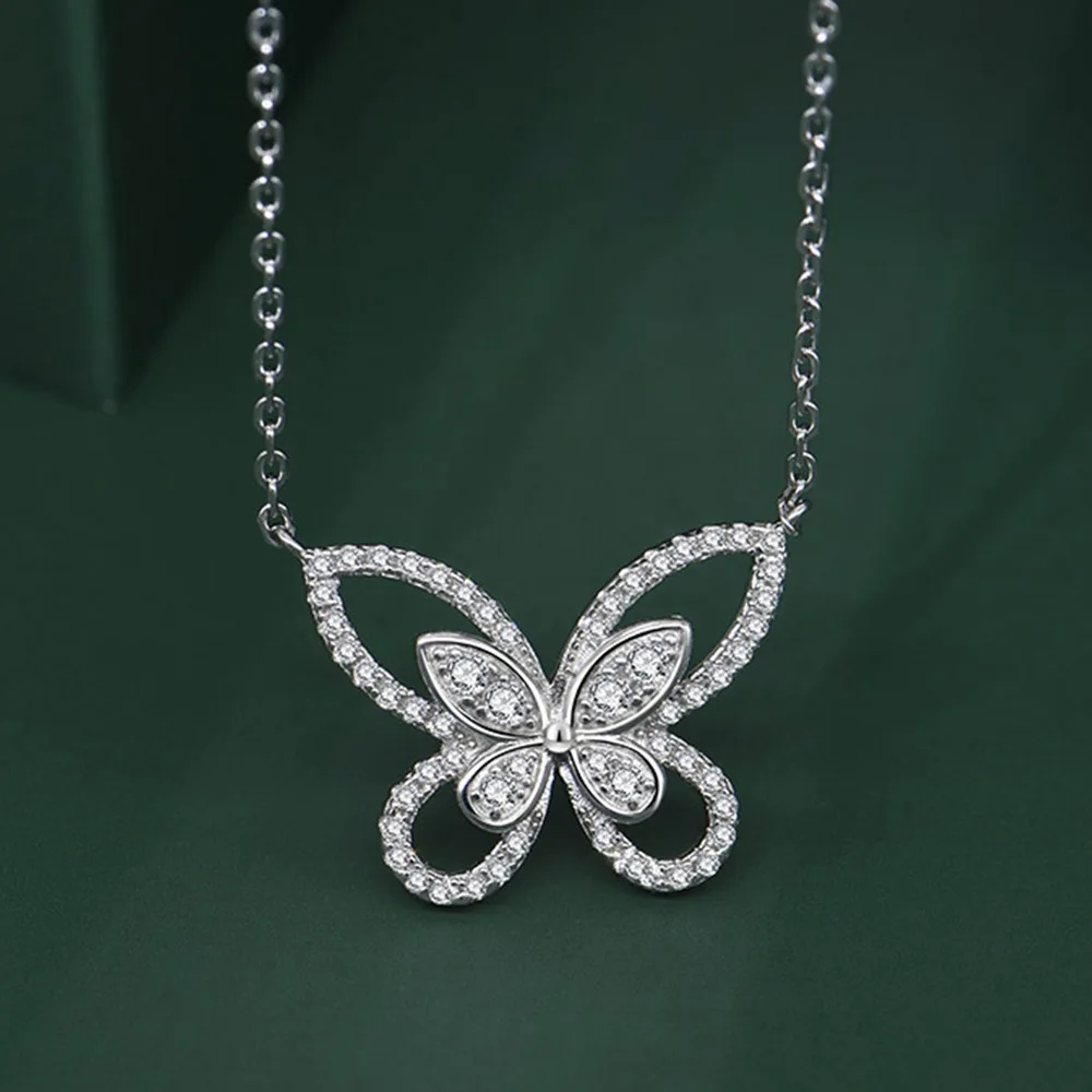 Очаровательная Бриллиантовая подвеска в виде бабочки из 100% настоящего серебра 925