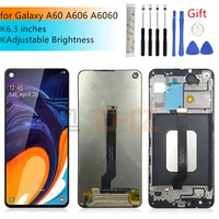for samsung a60 lcd display a606 a6060 touch screen digitizer assembly frame for galaxy a60 display replacement repair parts