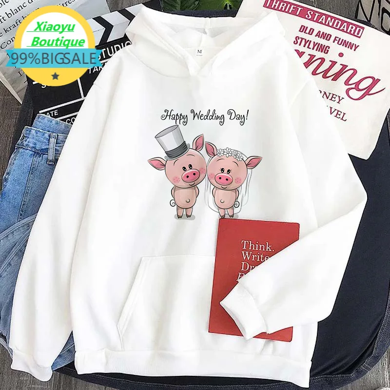 

Autumn Winter Hoodies Ladies Sweatshirt Harajuku Kawaii Pig Print Hooded Aesthetic Hoodie Ladies Hoodie Streetwear Clothing Tops