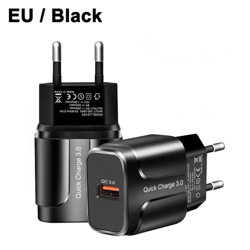 EU Black OREY 18 Вт быстрое зарядное устройство QC 3,0 USB зарядное устройство для iPhone X Xr Quick Charge 3,0 для samsung S10 Plus Xiaomi Mi 9 зарядное устройство для телефона - Тип штекера: EU Black