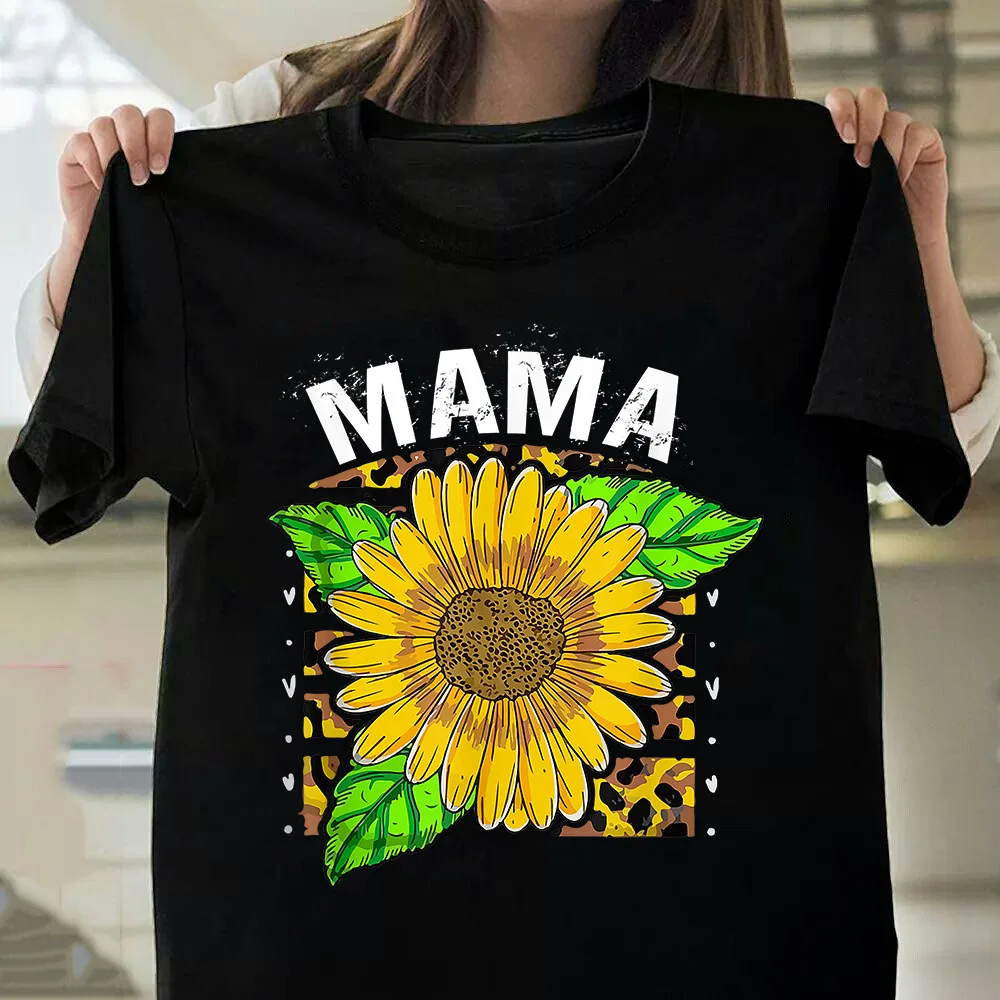 

I Love MAMA с принтом в виде подсолнухов, женская футболка с коротким рукавом и круглым вырезом, Свободная Женская футболка женская футболка Топ...