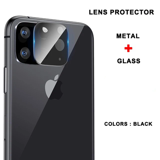 Black Защитная пленка для камеры для iPhone 11 Pro Max 11 Pro 11 полное прозрачное закаленное стекло+ металлическая Рамка протектор камеры для iPhone 11 - Цвет: Black