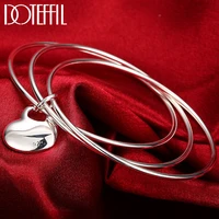 doteffil 925 sterling silver three circle heart bangle woman fashion charm jewelry for wedding party engagement