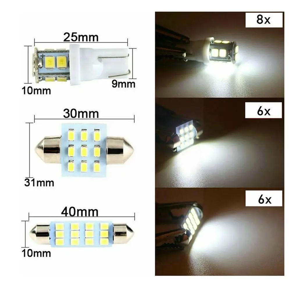 

New 20pcs Combo LED Car Interior Light Dome Map Lamp Plate Bulbs White Door Lights License N4Q4