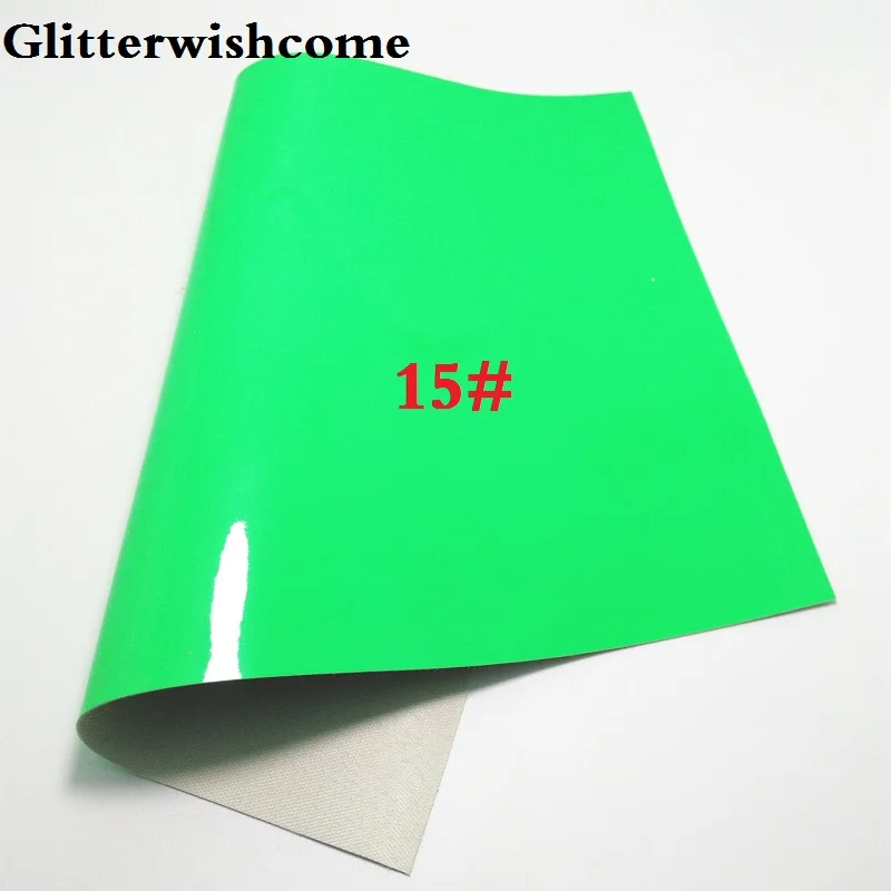 15 Glitterwishcome 30X134 см мини рулон синтетическая кожа, Флуо лакированная гладкая кожа, искусственная из искусственной кожи Ткань Винил для бантов, GM024 - Цвет: 15