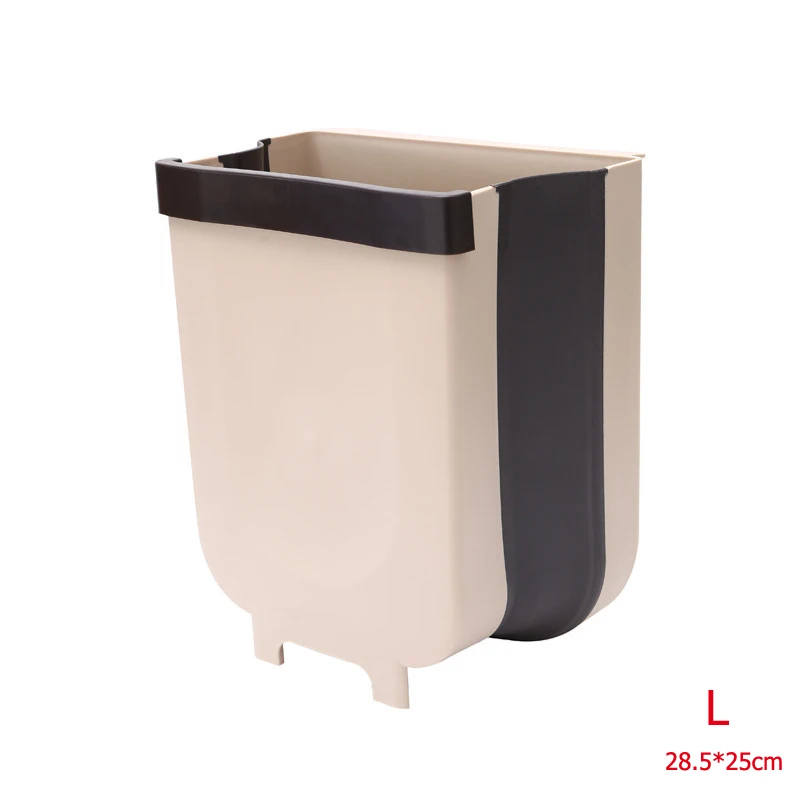Khaki (28.5x25cm) LMETJMA 9л Складная мусорная корзина, кухонная подвесная корзина для мусора, дверь шкафа, подвесной мусорный бак для спальни, ванной комнаты KC0309 - Цвет: Khaki (28.5x25cm)