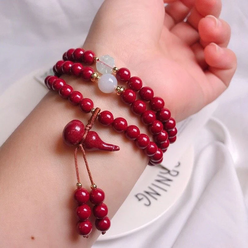 

Оптовая продажа, оригинальные браслеты из руды, фиолетового золотого песка, натуральный циннабар, круглые бусины с тыквой, браслеты для жен...