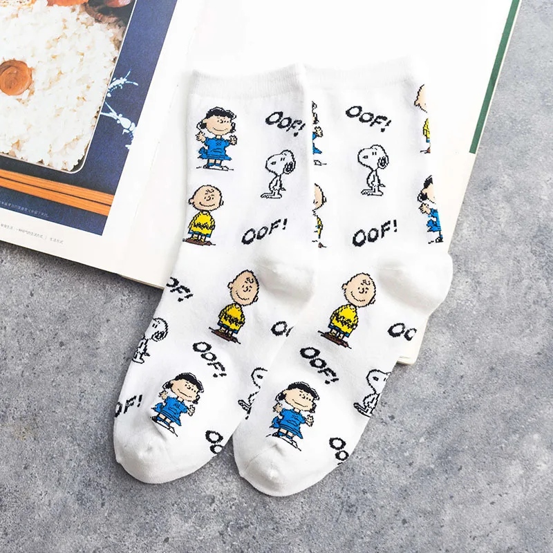 Ins стиль носки для женщин мультфильм аниме Досуг хлопковые носки Snoopy собака колледж Стиль студенческие Гольфы Q1526