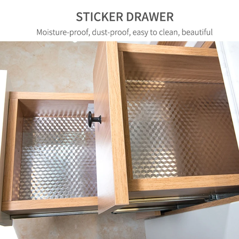 5M 3D Cubic Grid Aluminum Oil Proof Sticker Kitchen Orange Peel Lines Foil Stove Cabinet Waterproof Adhesive Silver Vinyl Wallpa | Дом и сад