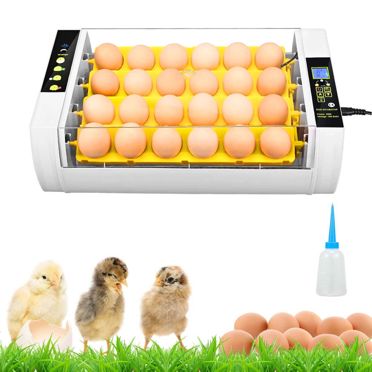 

24s Egg Incubator Full Automatic LED Egg Incubator Digital Control Hatchery Machine Chicken Brooder For Poultry Quail Duck