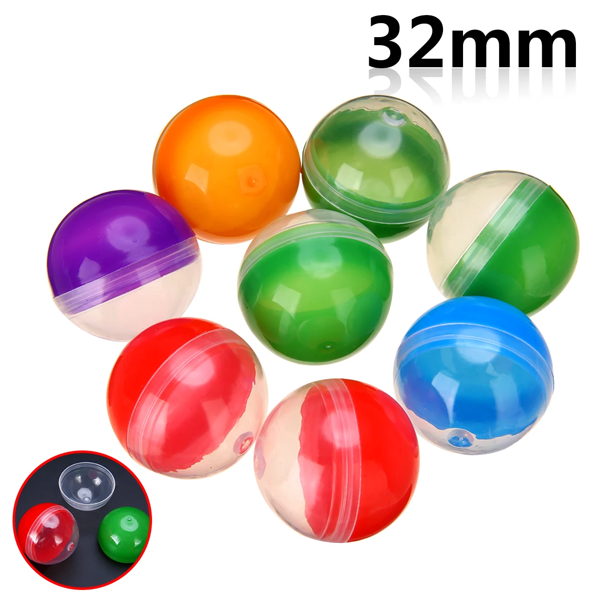 10Pcs/set PP Mix-Colored Vending Toy Capsules Machine Empty Round Colorful 32mm Diameter | Дом и сад