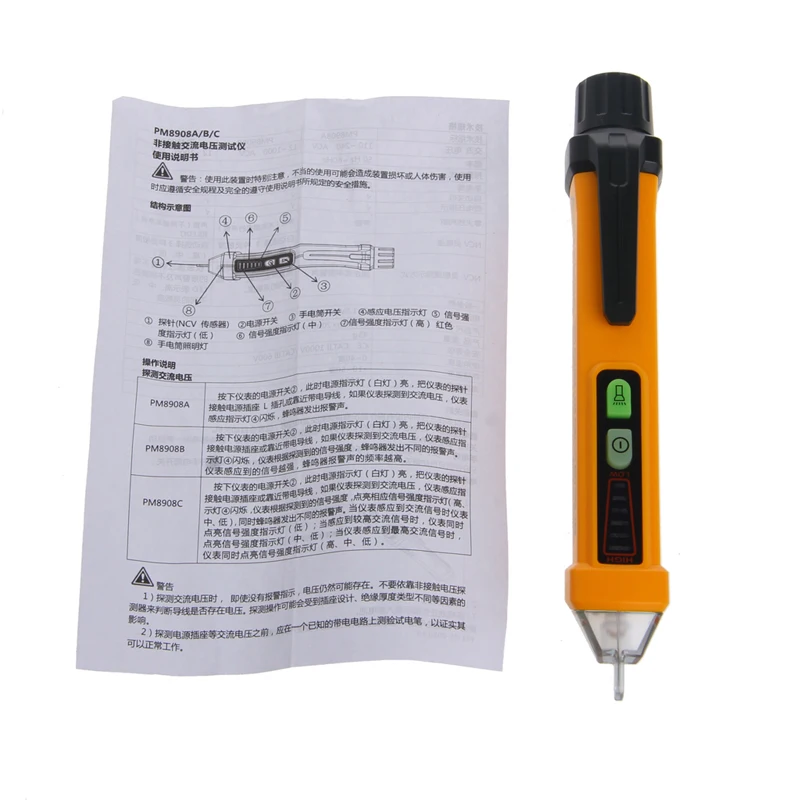 PM8908C 50-60Hz AC 12-1000V Non Contact Voltage Tester Pen Circuit Detector -W310 | Инструменты