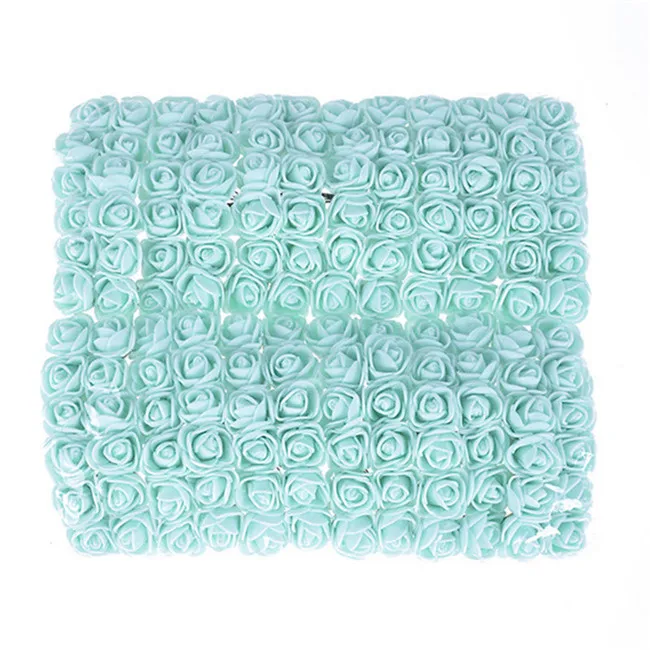 Mint Green 144 шт 2 см мини пена Искусственный цветок розы Букет Многоцветный Роза свадебное украшение цветок Скрапбукинг искусственный цветок Роза - Цвет: Mint Green