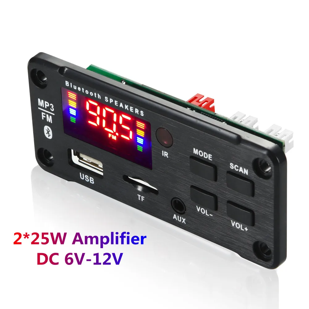 2*25W 50W Verstärker MP3 Player Decoder Board 6V-18V Bluetooth 5,0 Auto FM radio Modul Unterstützung TF USB AUX