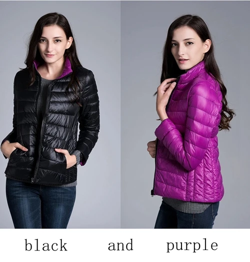 Women Ultra Down Jacket Light Down Jacket Women Feather Double Side Windbreaker Reversible Lightweight Coat Parks