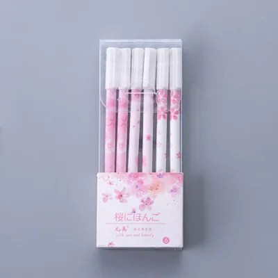 Cherry 6pcs 3, 6 штук в партии, гелевая ручка Kawaii набор Фламинго листья 0,5 мм с черными чернилами нейтральная ручка, офисные и школьные принадлежности канцелярские товары - Цвет: Cherry 6pcs