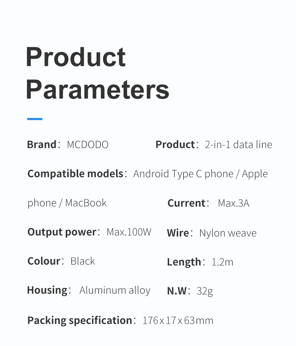 Mcdodo 60 Вт usb type C кабель для USB-C PD Быстрая зарядка для IPhone Xs Max XR X IPad Pro Macbook huawei samsung 2 в 1 шнур зарядного устройства