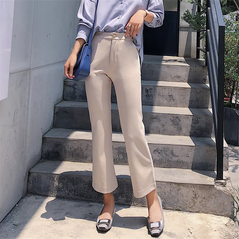 HziriP офисные женские Модные осенние расклешенные брюки шикарные универсальные