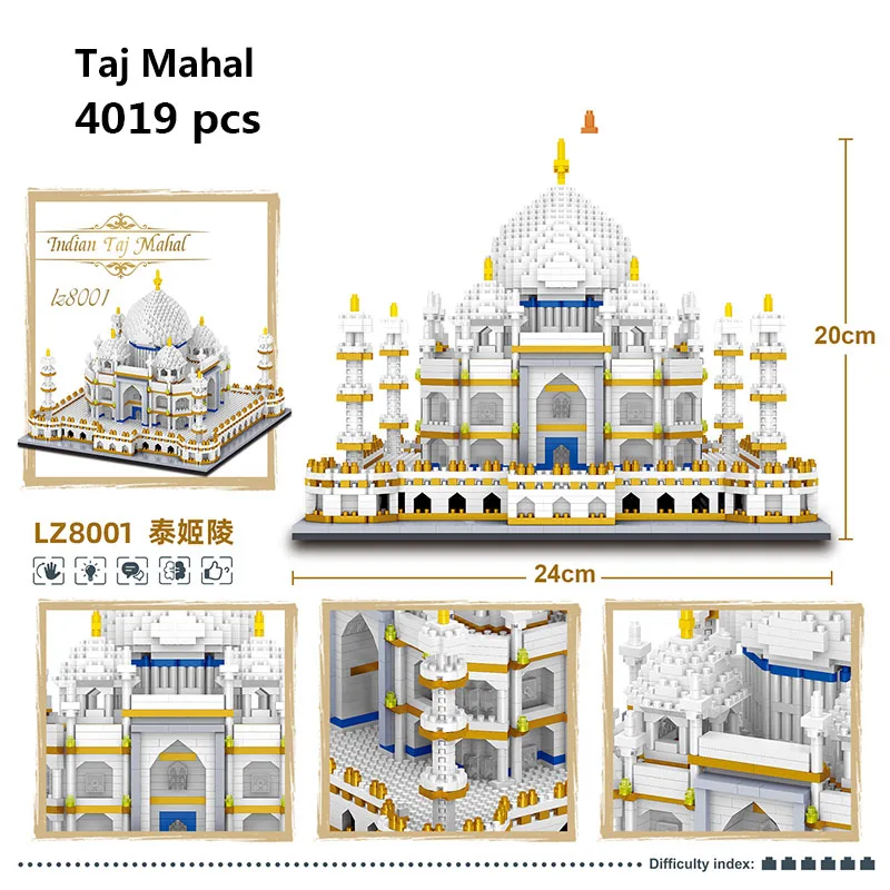 

Mini micro block Oxford taj mahal Diamond building Great Wall China architecture University Cambridge London Paris Eiffel tower