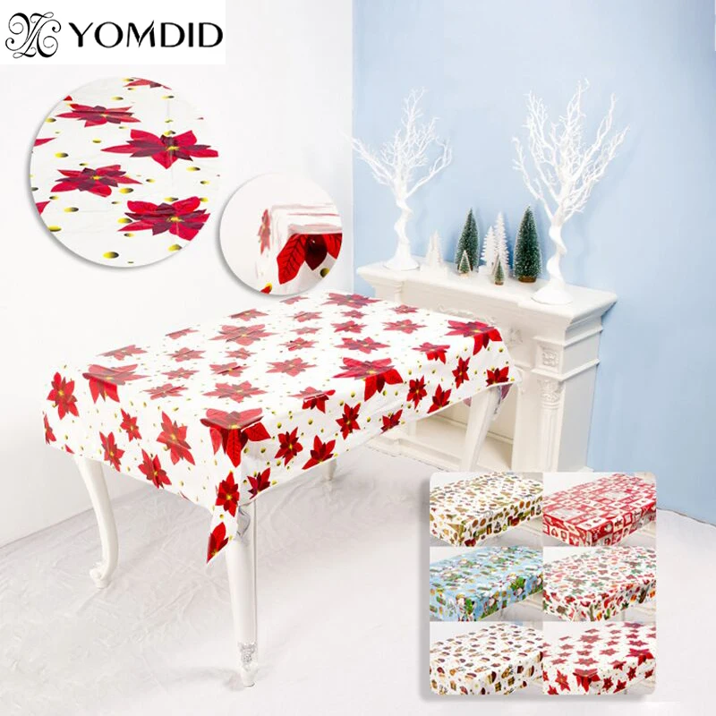 

YOMDID 1pcs 110*180cm Christmas table cloth new year printed rectangle tablecloth dinner party supplies XMAS large table cover