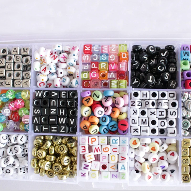

1100 PCS Alphabet Beads Acrylic Letters Beads Jewelry Making Kit DIY Kids Toy Bracelet Necklace Making with Storage Case