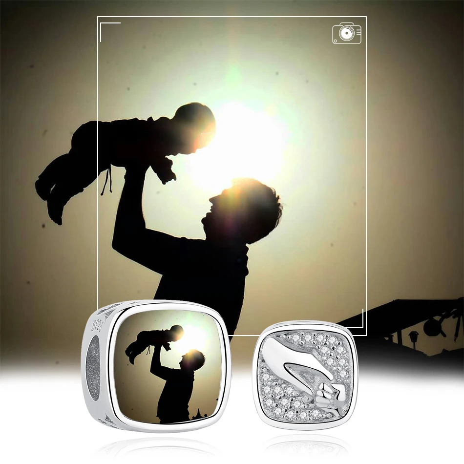 Квадратные бусины из серебра 925 пробы с фото на заказ|Индивидуальные Бусины| |