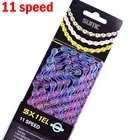 Яркий горный и шоссейный велосипед SUMC, 11 цепь для скоростного велосипеда MTB, 11 s, 22s, 33s, радужная цепь переключения передач, золото, серебро, 116L, для K7 SHIMANO