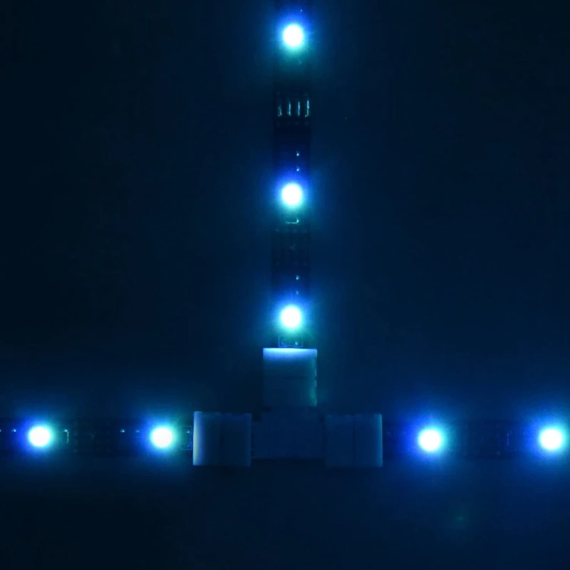 

50 Pcs T Shape 4 Pins Connector 10mm Right Angle Corner Solderless Connector Clip for SMD 5050 RGB LED Strip Lights