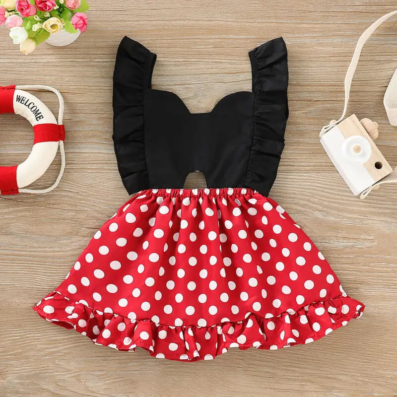 Детское летнее платье в горошек с рюшами и открытой спиной | Мать ребенок