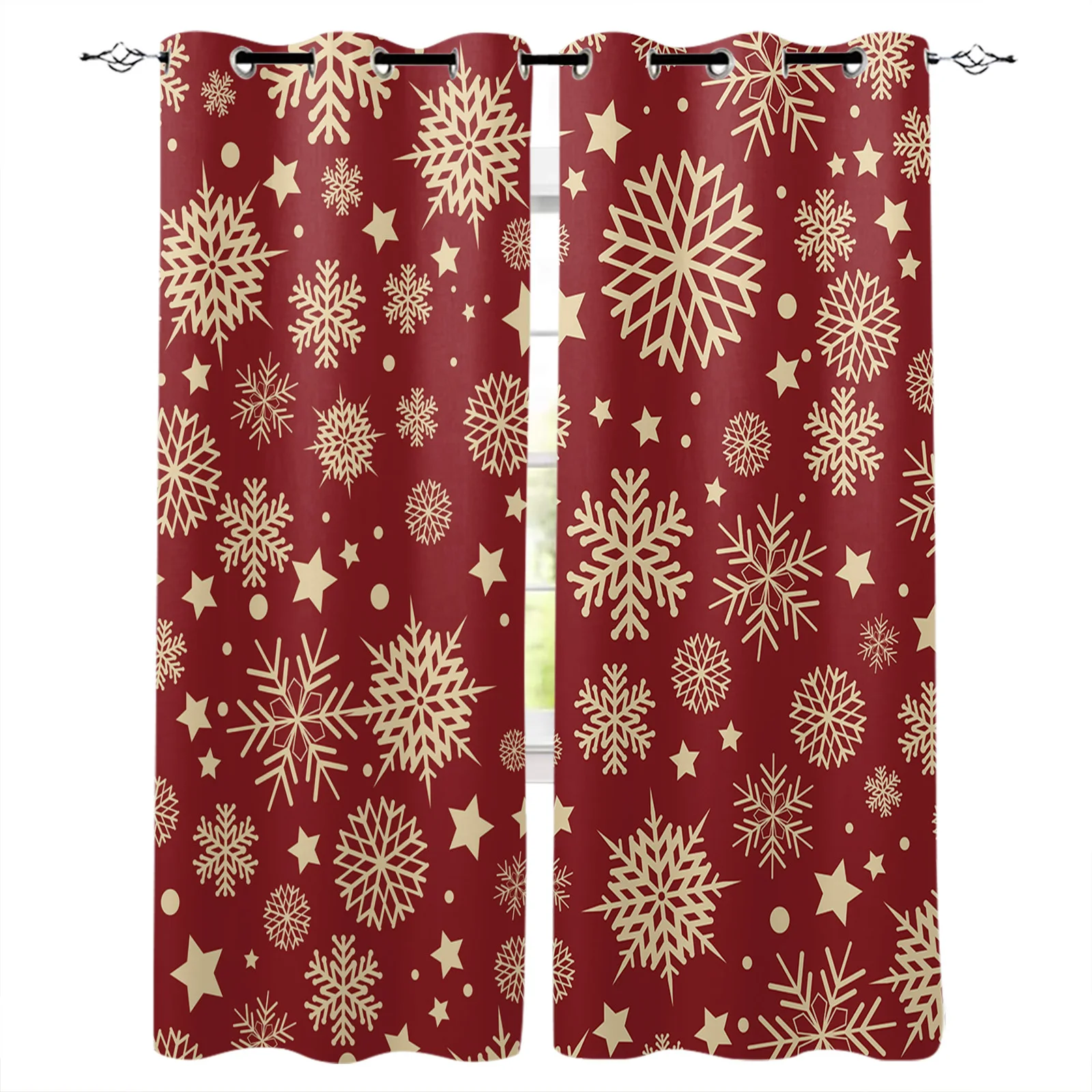 Рождественские снежинки зимние красные фоновые шторы для гостиной спальни кухни