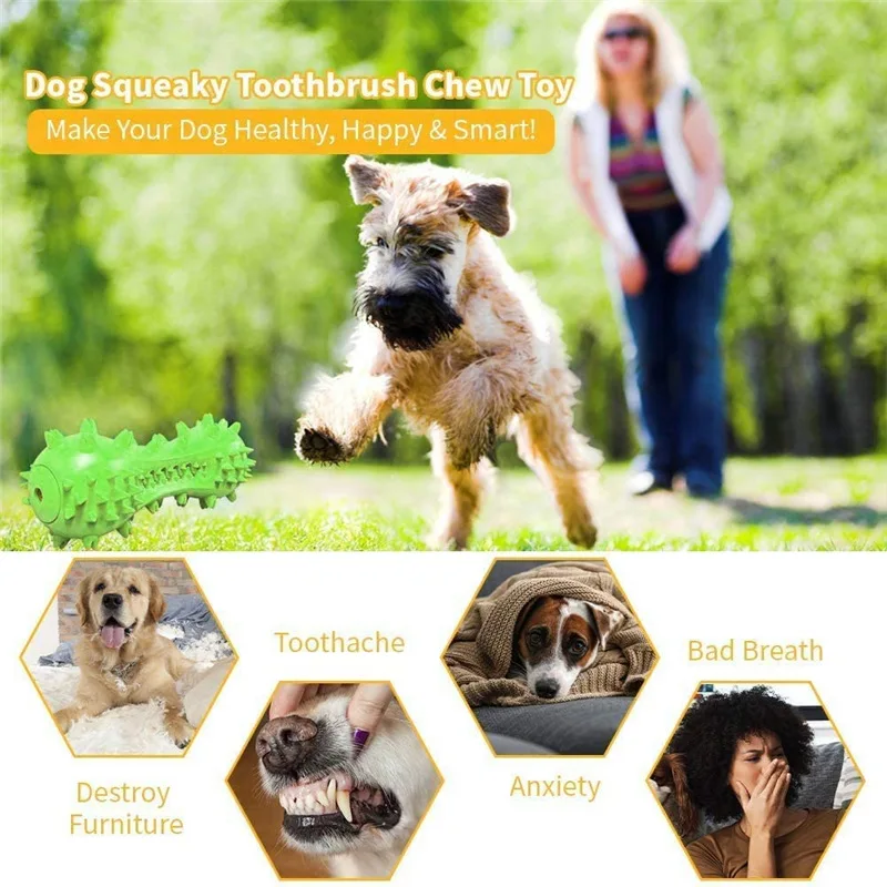 Силиконовая зубная щетка для собак жевательная игрушка чистых звуковых костей