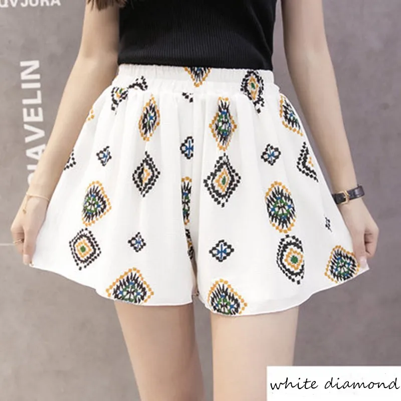 Женские шифоновые брюки повседневные свободные короткие штаны с высокой талией