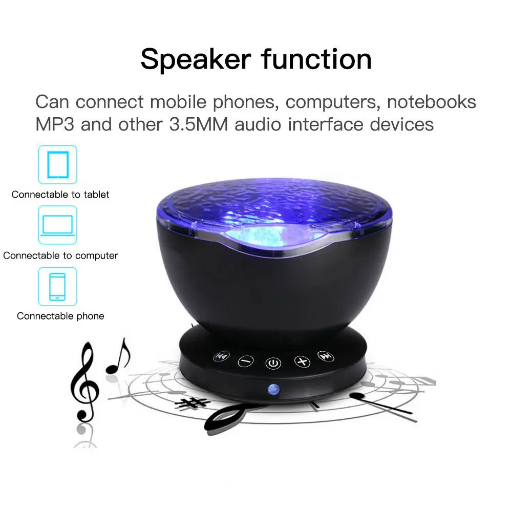 WAKYME светодиодный ночник проектор для сна расслабляющий океанская волна музыка