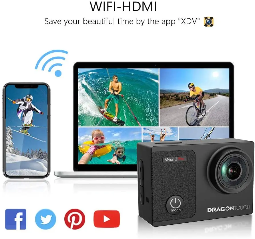 Экшн камера AKASO Vision 3 pro Ultra HD 4K водонепроницаемая 30 м 2 0 дюймовый экран 1080p
