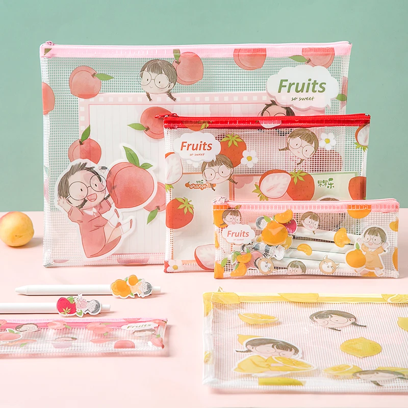 

Large-capacity Storage Document Transparent Plastic Pencil Case Stationery Student Materials Examination Bag