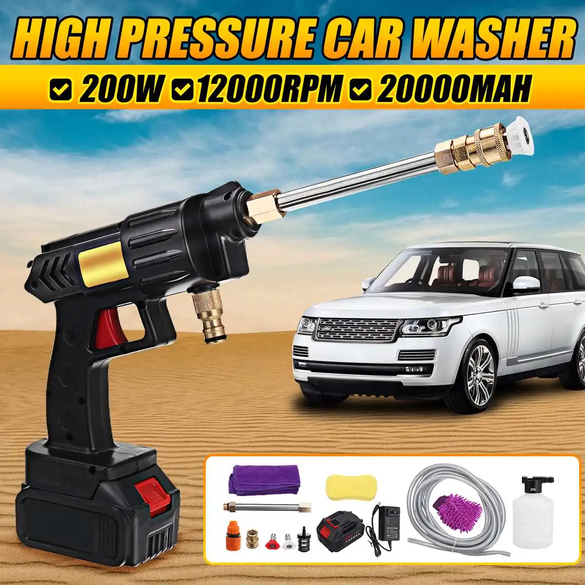 

Wireless High Pressure Car Washer Auto Spray Water Gun Car Cleaning Tool Portable Handheld Cleaner Washing Machine 20000mah