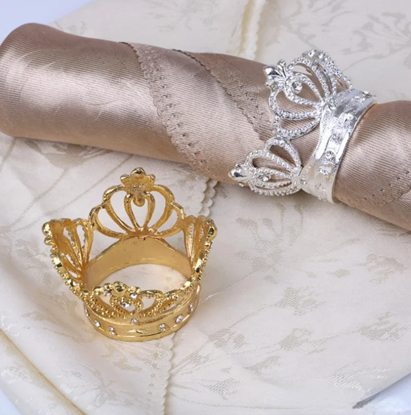 

Nice Crown Napkin Ring with Diamond Exquisite Napkin Holder Serviette Buckle for Hotel Wedding Party Table Decoration