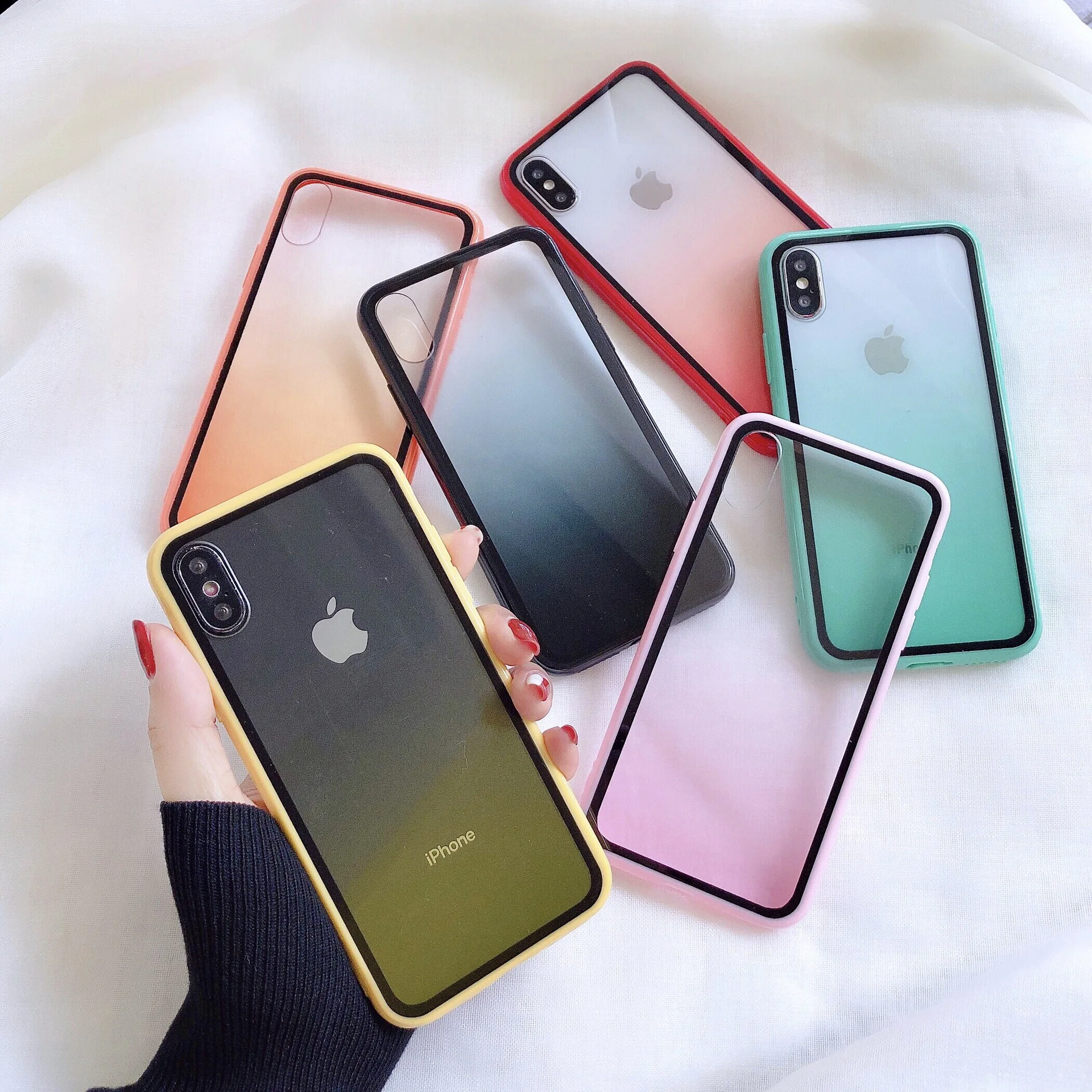 

Gradient phone case for iPhone 12 11 XS Pro Max Case for iPhone X XR 7 8 6S Plus shockproof Case for iPhone 12 Mini Case