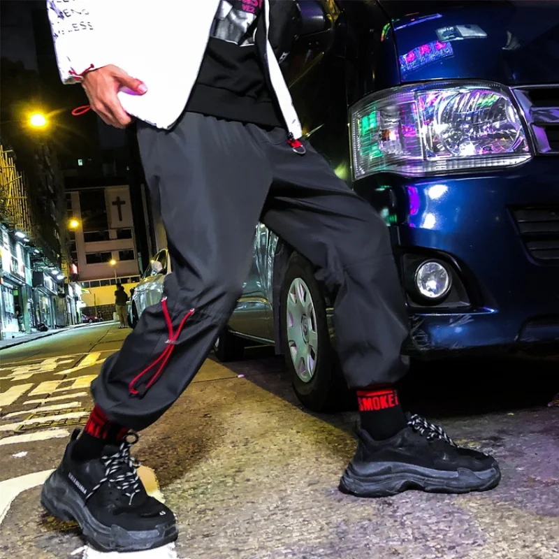 

Clothing European and American Trend Nine-point Beam Sports Pants Men's Street Fashion Loose Straight-leg Casual Trousers