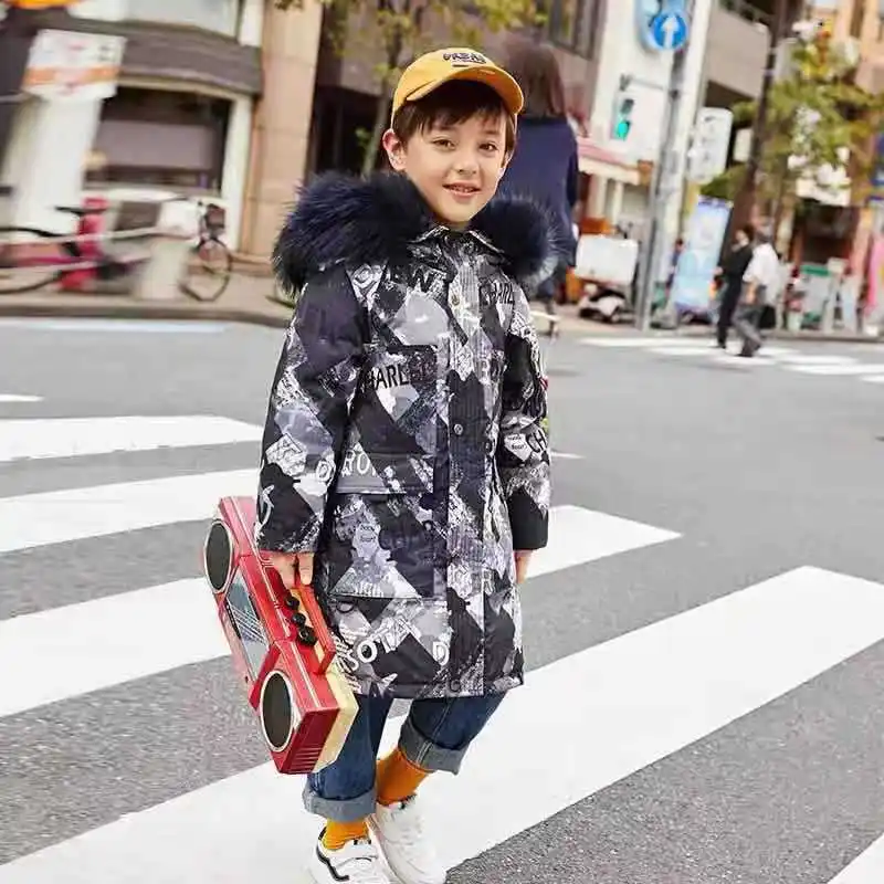 Детский пуховик толстая Детская куртка на белом утином пуху для мальчиков пальто