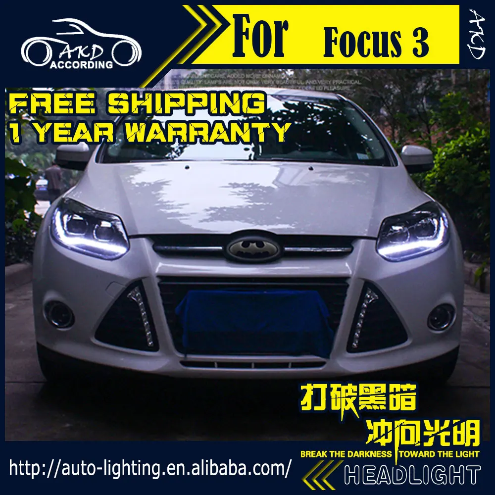 AKD автостайлинг фара для Ford светодиодная Focus 2012 2014 3 DRL D2H Hid сигнал поворота Bi Xenon