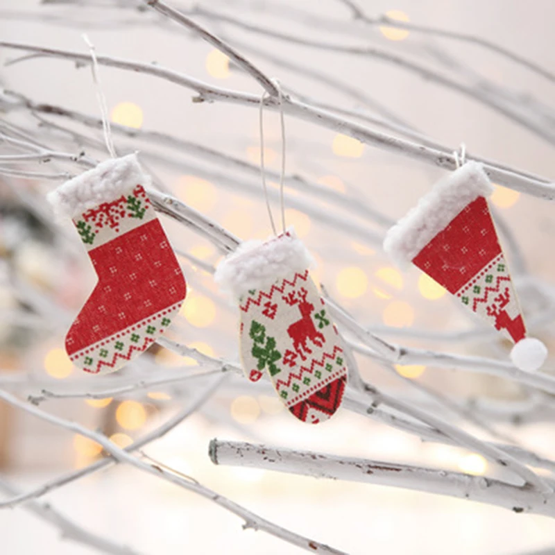 Рождественская Красная деревянная шляпа перчатки обувное украшение украшения