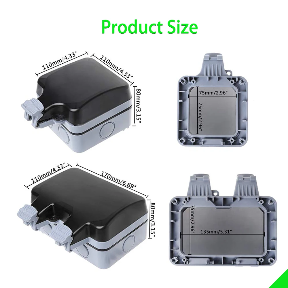 Outdoor Wall Switch Socket IP66 Weatherproof Waterproof Power 16A EU Standard Electrical Outlet Grounded |