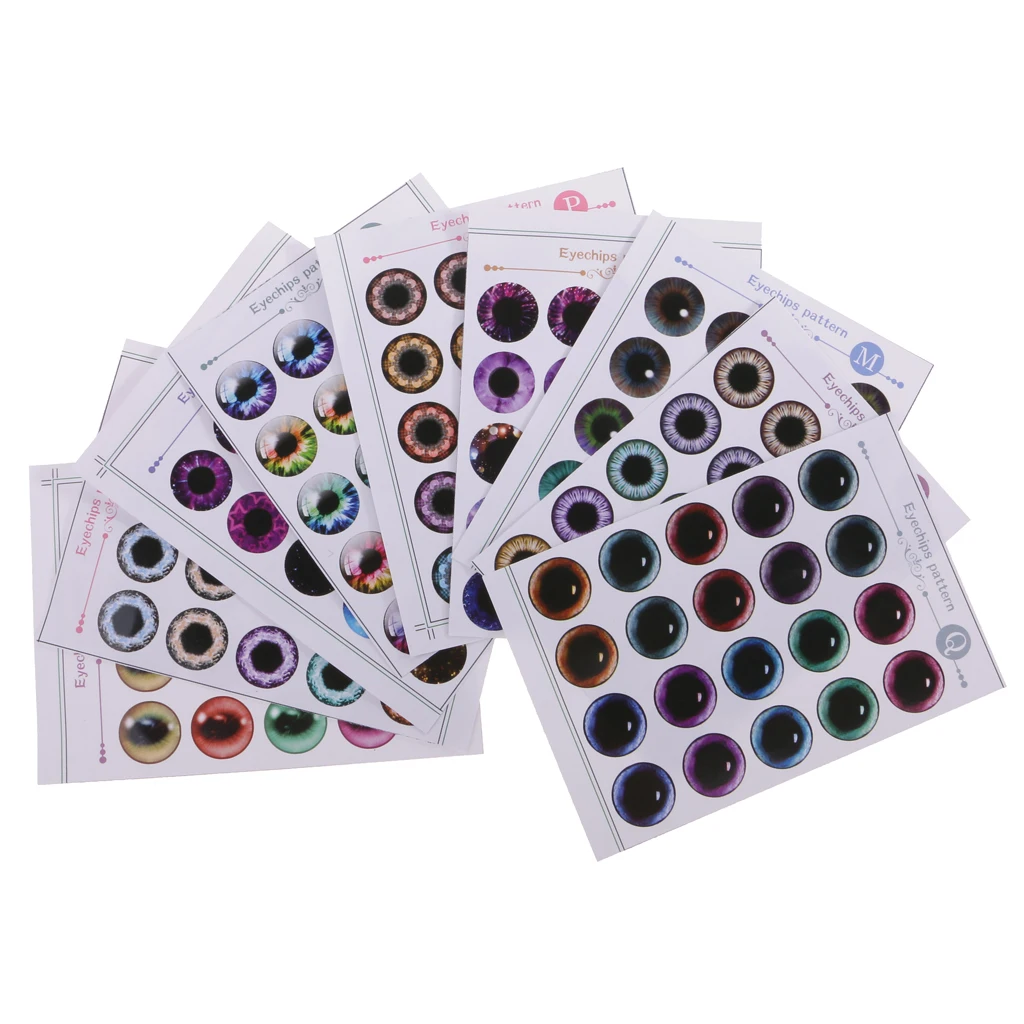 9 листов в общем 10 пар кукольных глаз чипы узор на лист без УФ клея для куклы блайз