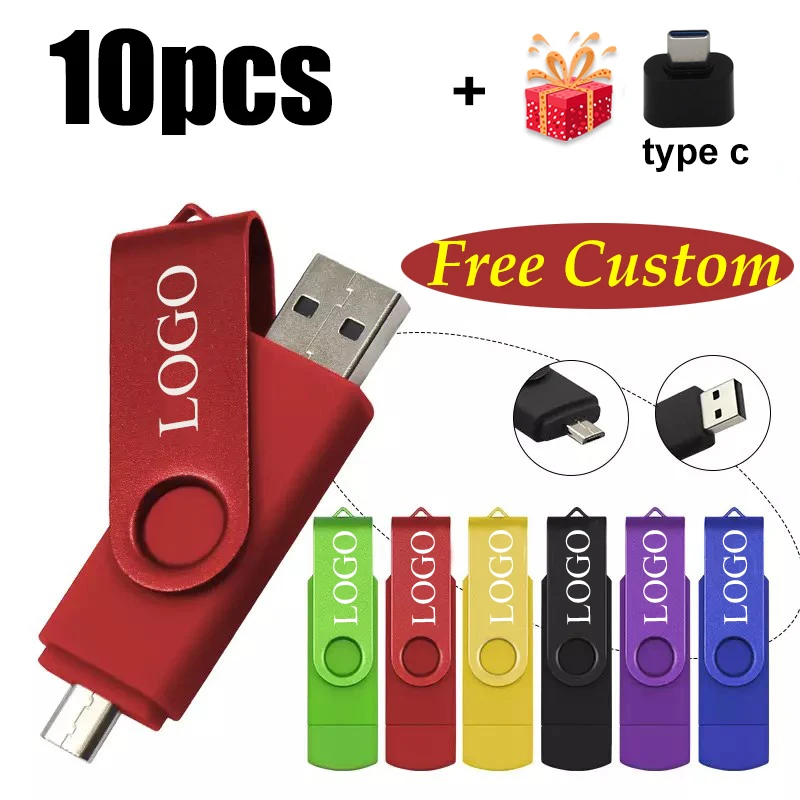 USB флеш накопитель OTG 2 0 с бесплатным логотипом на заказ 10 шт. 8 ГБ 16 32 64 флешка 1 4 Гб