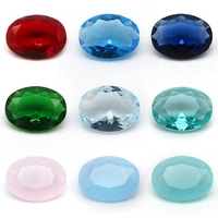 free shipping 50pcslot 341318mm various color loose glass stone oval shape machine cut glass synthetic gemstone for jewelry