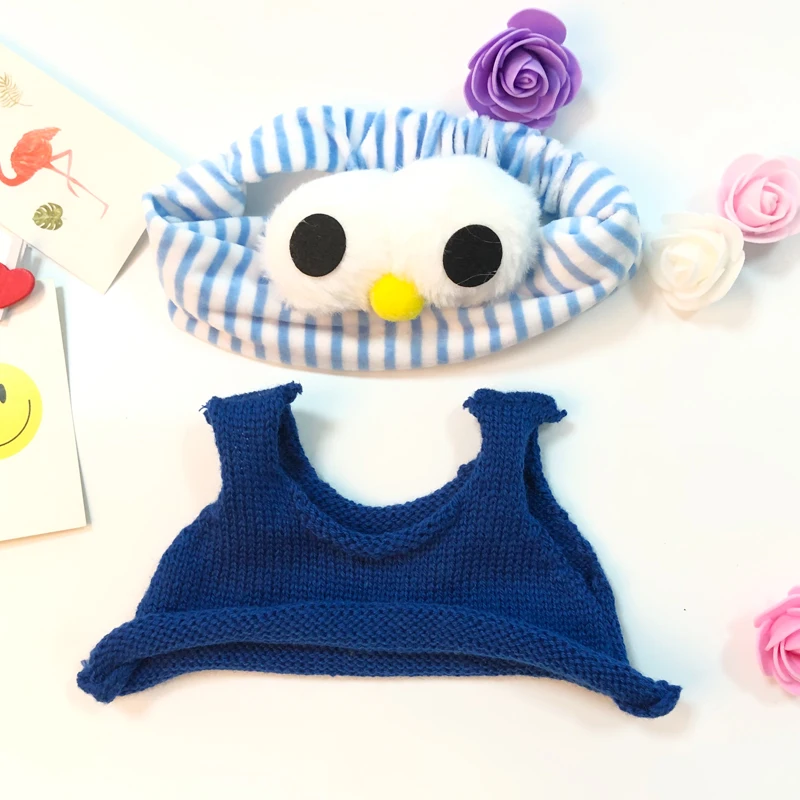 Милые аксессуары для кукол Kawaii девушки повязка для волос мыть лицо бег макияж полосы LaLafanfan кафе утенок плюшевая игрушка Подарки для девочек - Цвет: blue vest