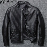 ayunsue cowhide real leather jacket men clothes 100 cow leather coat spring autumn plus size genuine leather coats h681 kj4737