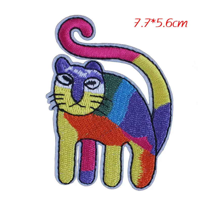 

Colored Flower Cat Embroidered Patches for Clothing Iron on Transfer Appliques DIY Cute Clothes Badge Sticker for Backpack Patch